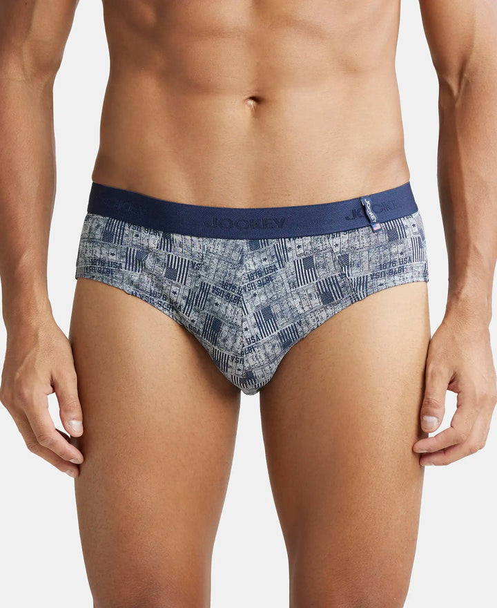 Super Combed Cotton Printed Brief with Ultrasoft Waistband - Nickle-1