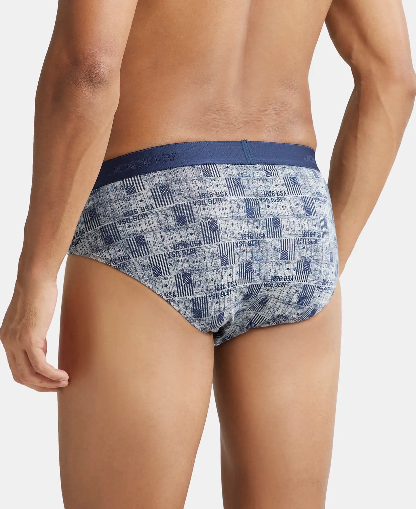 Super Combed Cotton Printed Brief with Ultrasoft Waistband - Nickle-3