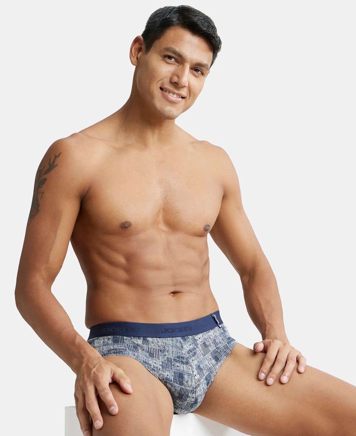 Super Combed Cotton Printed Brief with Ultrasoft Waistband - Nickle-5