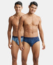 Super Combed Cotton Printed Brief with Ultrasoft Waistband - Navy Dusk Blue-1