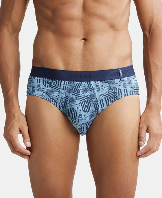 Super Combed Cotton Printed Brief with Ultrasoft Waistband - Navy Dusk Blue-2