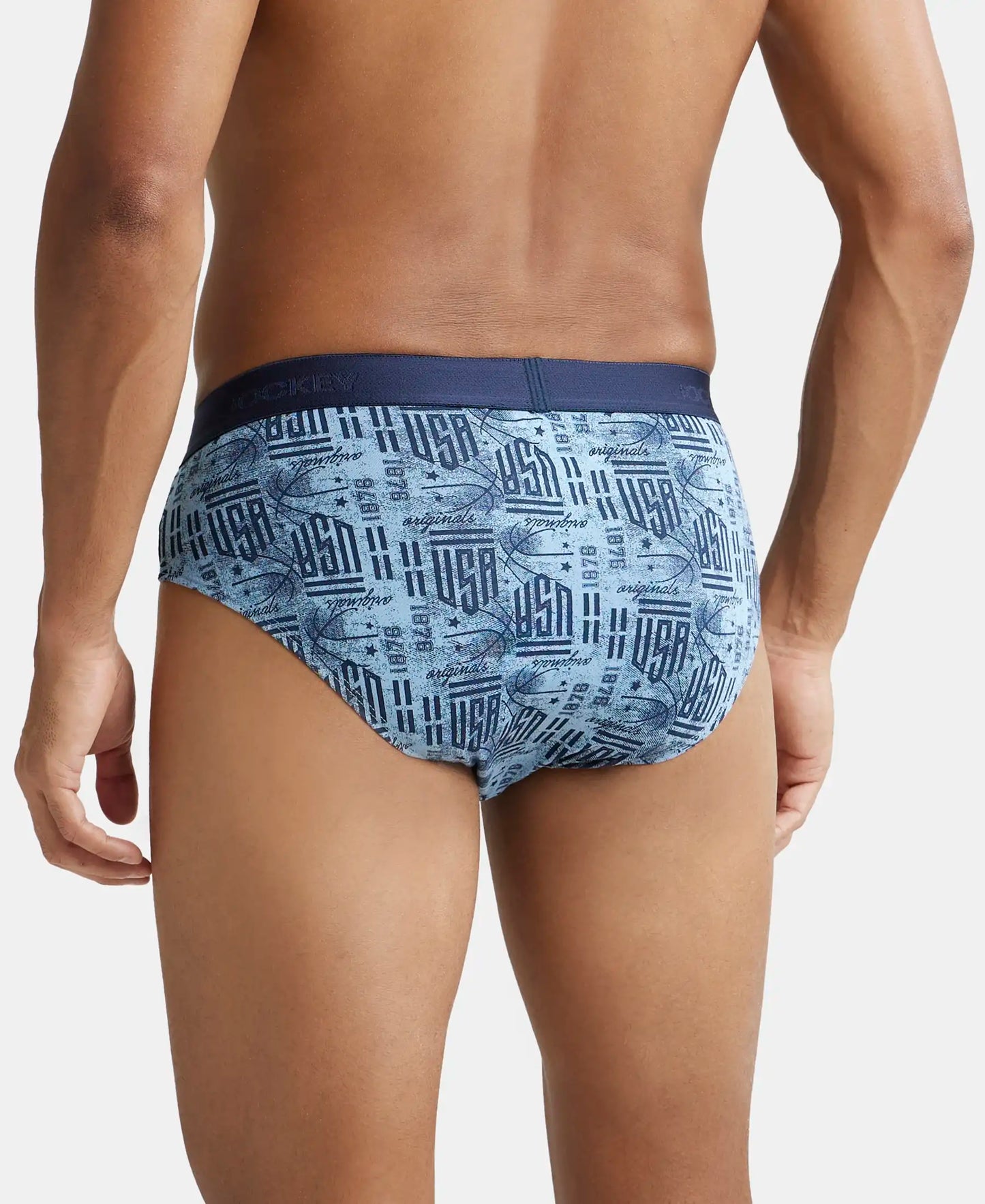 Super Combed Cotton Printed Brief with Ultrasoft Waistband - Navy Dusk Blue-7