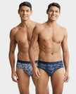 Super Combed Cotton Printed Brief with Ultrasoft Waistband - Navy Nickle-1
