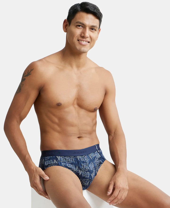 Super Combed Cotton Printed Brief with Ultrasoft Waistband - Navy Nickle-11