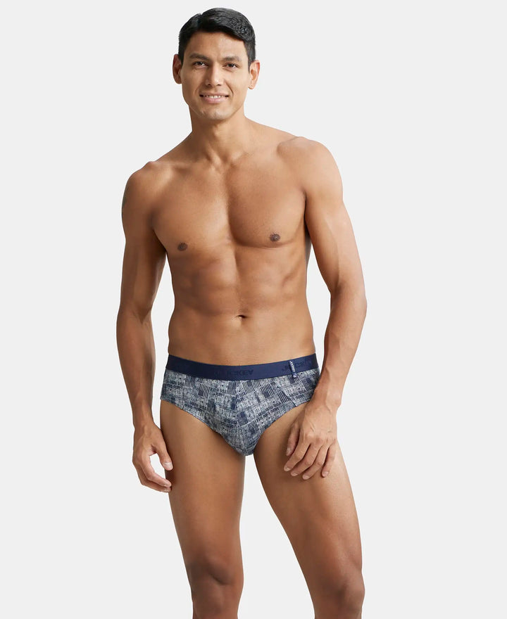 Super Combed Cotton Printed Brief with Ultrasoft Waistband - Navy Nickle-12
