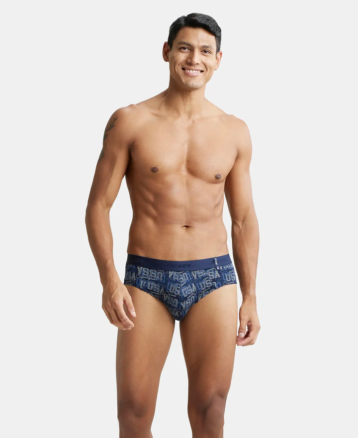 Super Combed Cotton Printed Brief with Ultrasoft Waistband - Navy Nickle-13