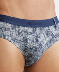 Super Combed Cotton Printed Brief with Ultrasoft Waistband - Navy Nickle-14