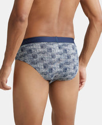 Super Combed Cotton Printed Brief with Ultrasoft Waistband - Navy Nickle-7