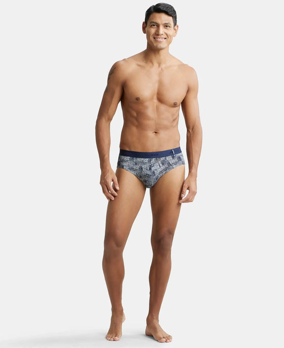 Super Combed Cotton Printed Brief with Ultrasoft Waistband - Navy Nickle-8