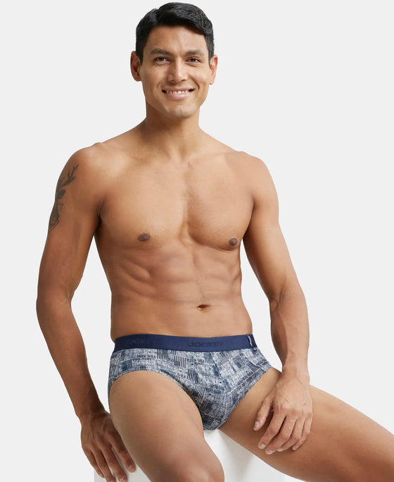 Super Combed Cotton Printed Brief with Ultrasoft Waistband - Navy Nickle-10