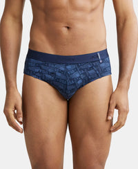 Super Combed Cotton Printed Brief with Ultrasoft Waistband - Navy Navy-3