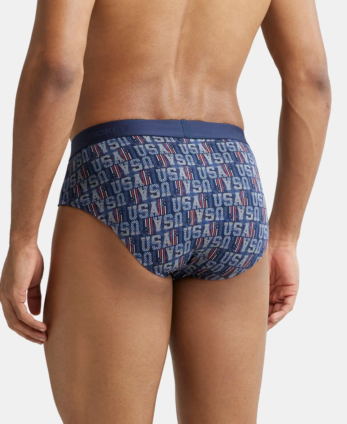 Super Combed Cotton Printed Brief with Ultrasoft Waistband - Navy Navy-7