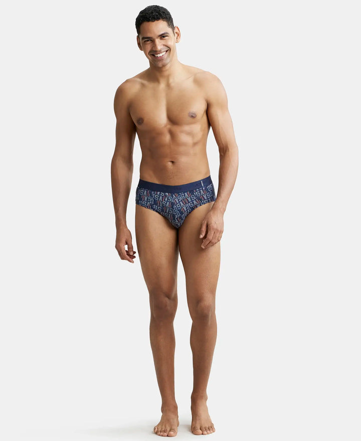 Super Combed Cotton Printed Brief with Ultrasoft Waistband - Navy Navy-8