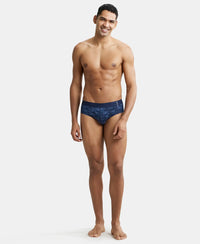 Super Combed Cotton Printed Brief with Ultrasoft Waistband - Navy Navy-9