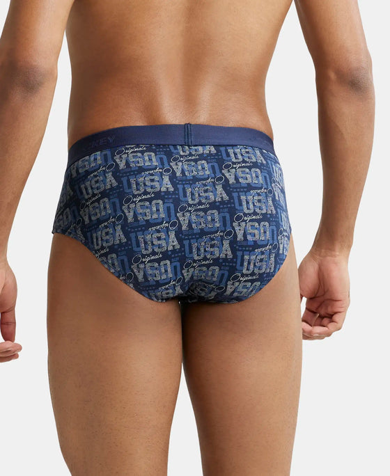 Super Combed Cotton Printed Brief with Ultrasoft Waistband - Navy Seaport Teal-7