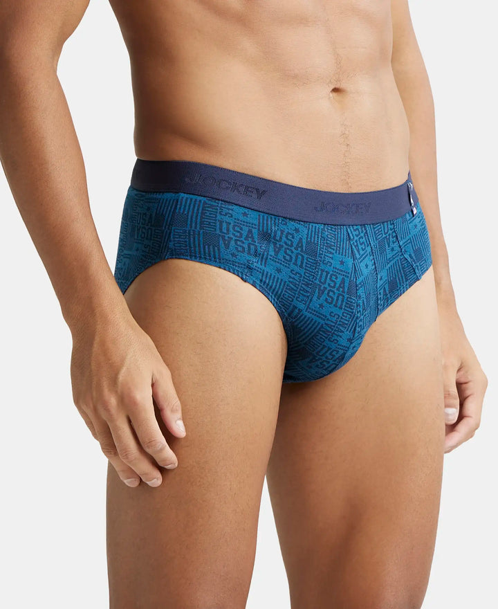 Super Combed Cotton Printed Brief with Ultrasoft Waistband - Seaport Teal-2