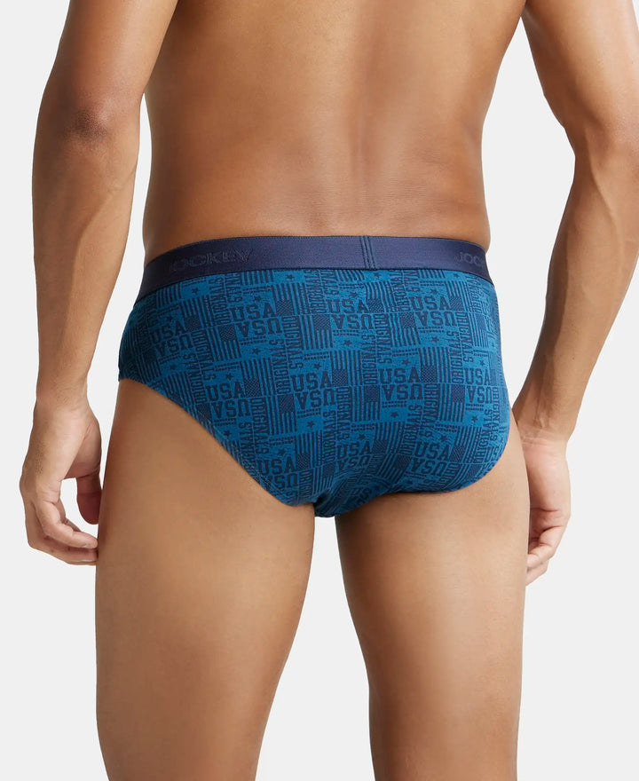 Super Combed Cotton Printed Brief with Ultrasoft Waistband - Seaport Teal-3