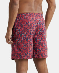 Super Combed Mercerized Cotton Woven Printed Boxer Shorts with Side Pocket - Brick Red-3