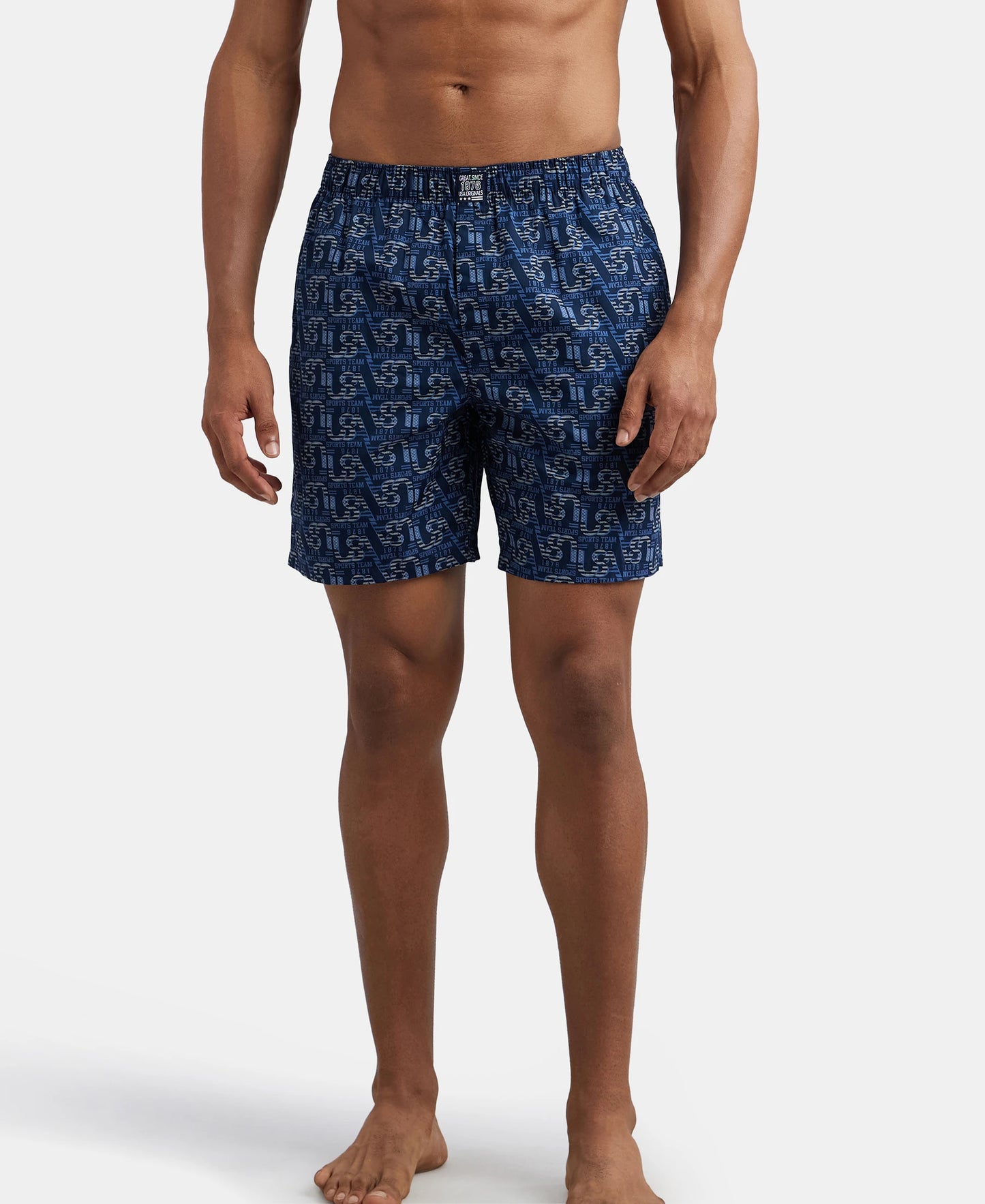 Super Combed Mercerized Cotton Woven Printed Boxer Shorts with Side Pocket - Navy Nickle-10