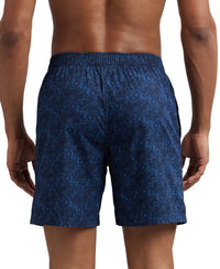 Super Combed Mercerized Cotton Woven Printed Boxer Shorts with Side Pocket - Navy Navy-4