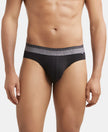 Super Combed Cotton Elastane Solid Brief with Ultrasoft Waistband - Black-1