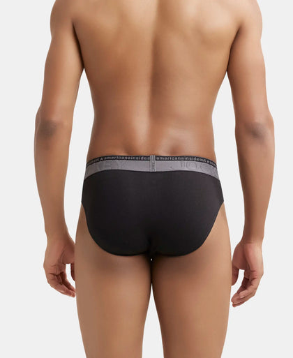 Super Combed Cotton Elastane Solid Brief with Ultrasoft Waistband - Black-3