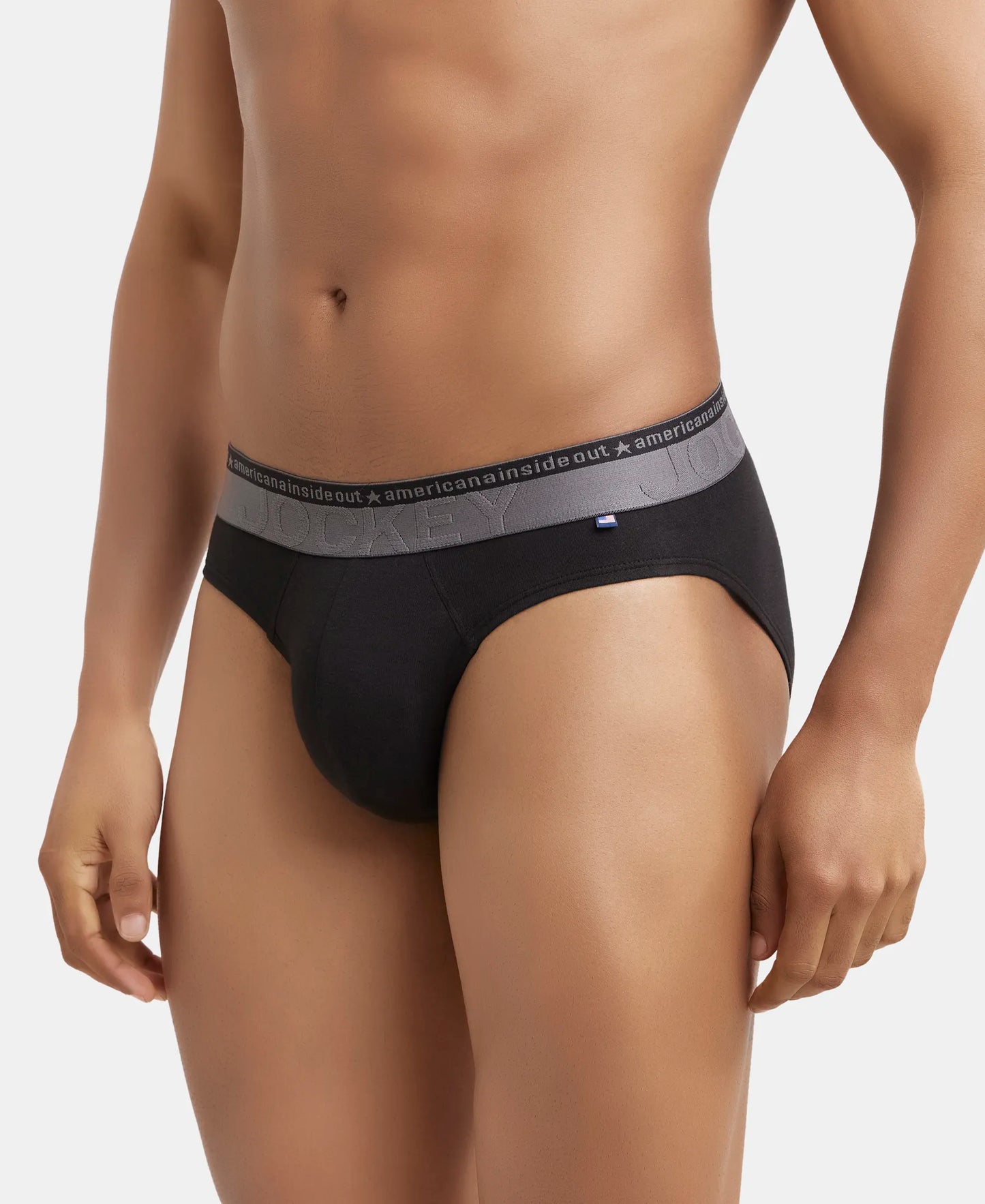 Super Combed Cotton Elastane Solid Brief with Ultrasoft Waistband - Black-3