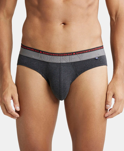 Super Combed Cotton Elastane Solid Brief with Ultrasoft Waistband - Black Melange-2