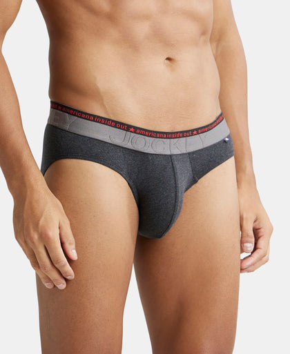 Super Combed Cotton Elastane Solid Brief with Ultrasoft Waistband - Black Melange-3
