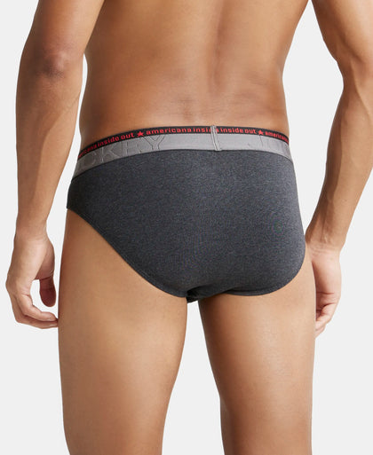 Super Combed Cotton Elastane Solid Brief with Ultrasoft Waistband - Black Melange-4