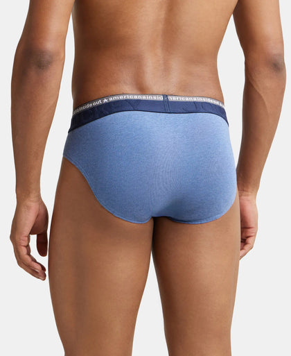 Super Combed Cotton Elastane Solid Brief with Ultrasoft Waistband - Light Denim Melange-3