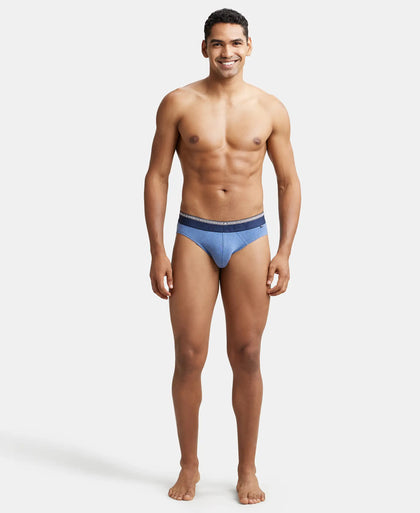 Super Combed Cotton Elastane Solid Brief with Ultrasoft Waistband - Light Denim Melange-4