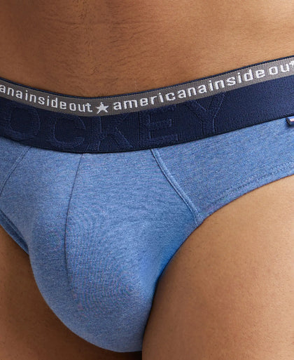 Super Combed Cotton Elastane Solid Brief with Ultrasoft Waistband - Light Denim Melange-7