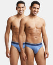 Super Combed Cotton Elastane Solid Brief with Ultrasoft Waistband - Light Denim Melange-1