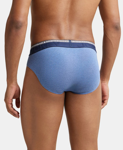 Super Combed Cotton Elastane Solid Brief with Ultrasoft Waistband - Light Denim Melange-4