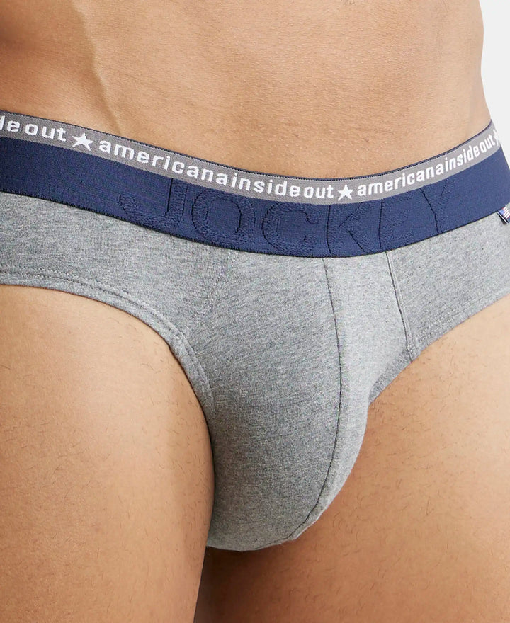 Super Combed Cotton Elastane Solid Brief with Ultrasoft Waistband - Mid Grey Melange-6