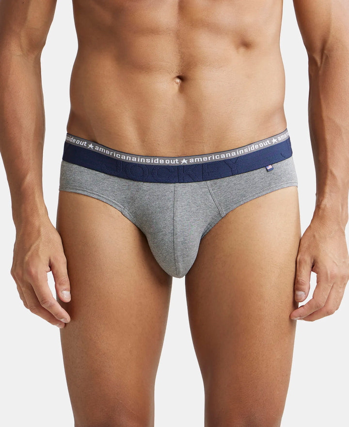 Super Combed Cotton Elastane Solid Brief with Ultrasoft Waistband - Mid Grey Melange-2