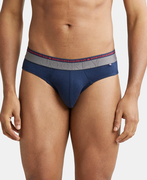 Super Combed Cotton Elastane Solid Brief with Ultrasoft Waistband - Navy-2