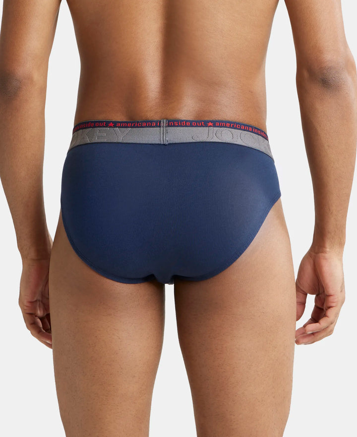 Super Combed Cotton Elastane Solid Brief with Ultrasoft Waistband - Navy-4