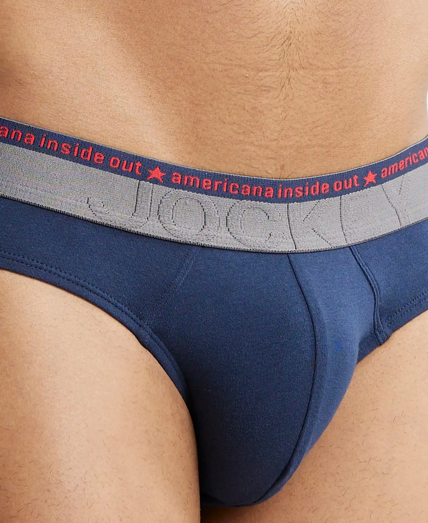 Super Combed Cotton Elastane Stretch Solid Brief with Ultrasoft Waistband - Navy (Pack of 2)