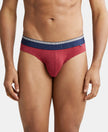 Super Combed Cotton Elastane Solid Brief with Ultrasoft Waistband - Red Melange-1