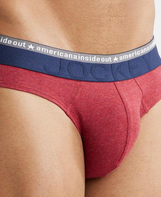 Super Combed Cotton Elastane Stretch Solid Brief with Ultrasoft Waistband - Red Melange (Pack of 2)