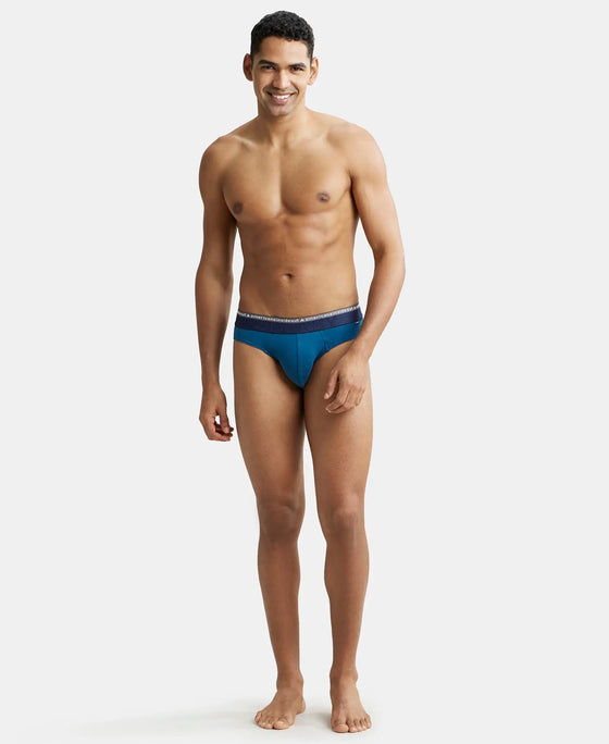 Super Combed Cotton Elastane Solid Brief with Ultrasoft Waistband - Seaport Teal-4