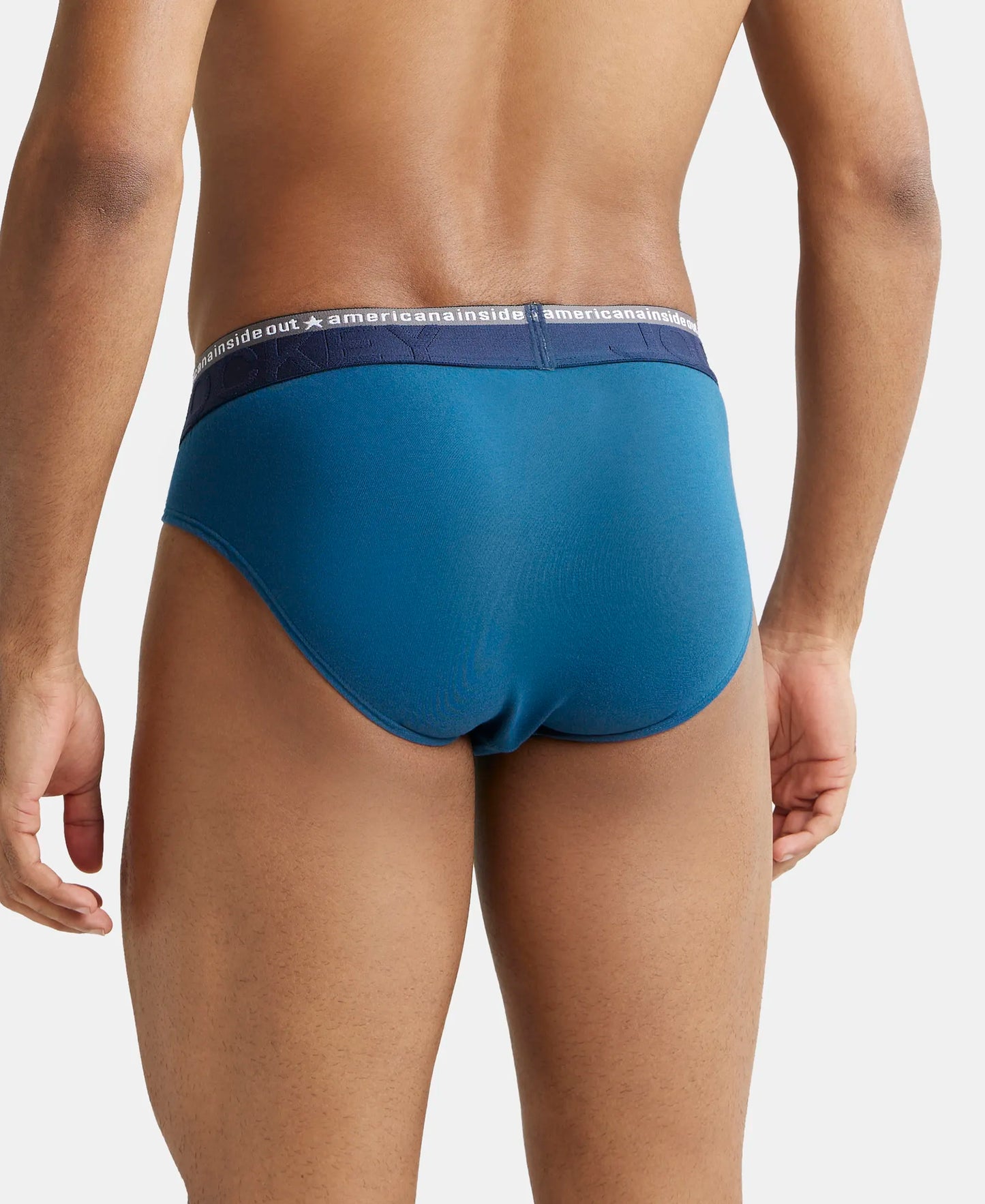 Super Combed Cotton Elastane Solid Brief with Ultrasoft Waistband - Seaport Teal-4