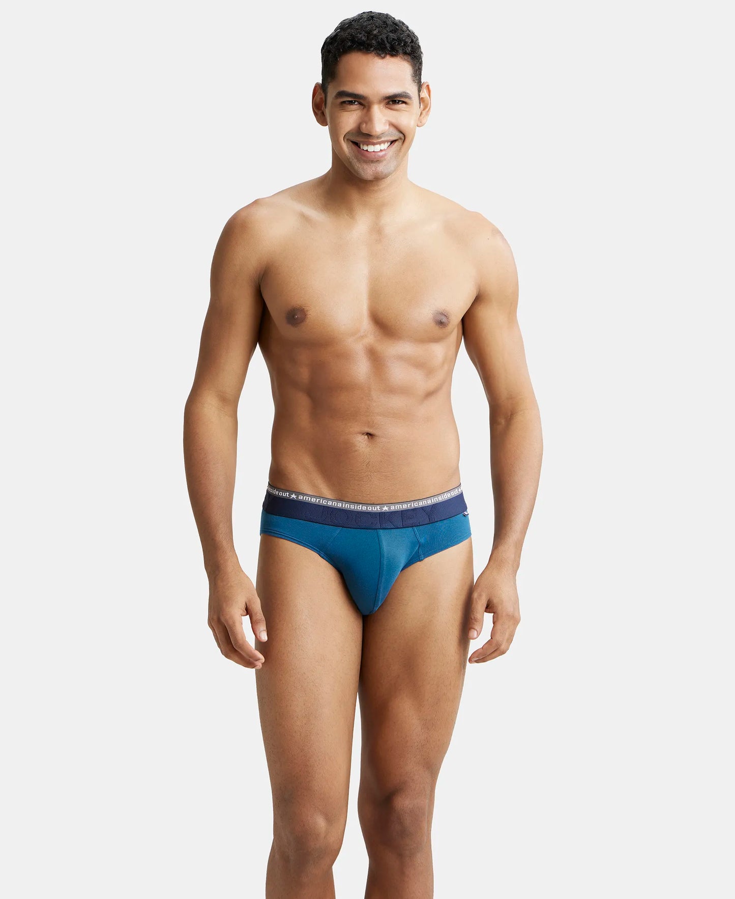 Super Combed Cotton Elastane Solid Brief with Ultrasoft Waistband - Seaport Teal-7