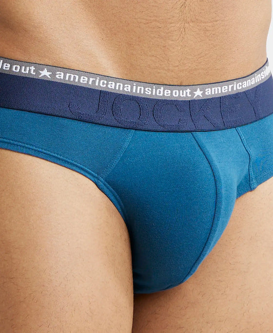 Super Combed Cotton Elastane Stretch Solid Brief with Ultrasoft Waistband - Seaport Teal (Pack of 2)