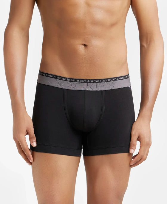 Super Combed Cotton Elastane Solid Trunk with Ultrasoft Waistband - Black-1