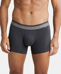 Super Combed Cotton Elastane Solid Trunk with Ultrasoft Waistband - Black Melange-2