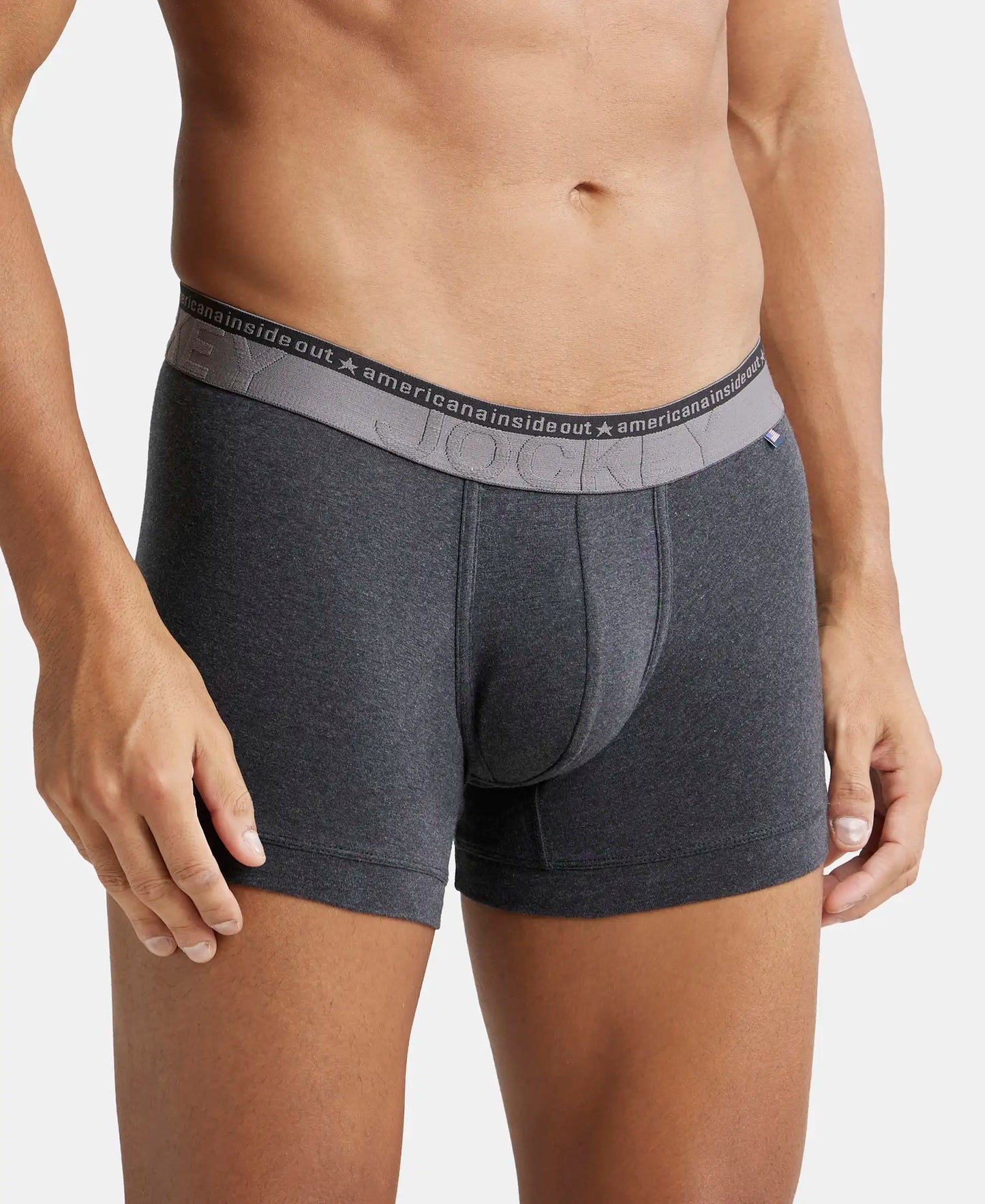 Super Combed Cotton Elastane Solid Trunk with Ultrasoft Waistband - Black Melange-3