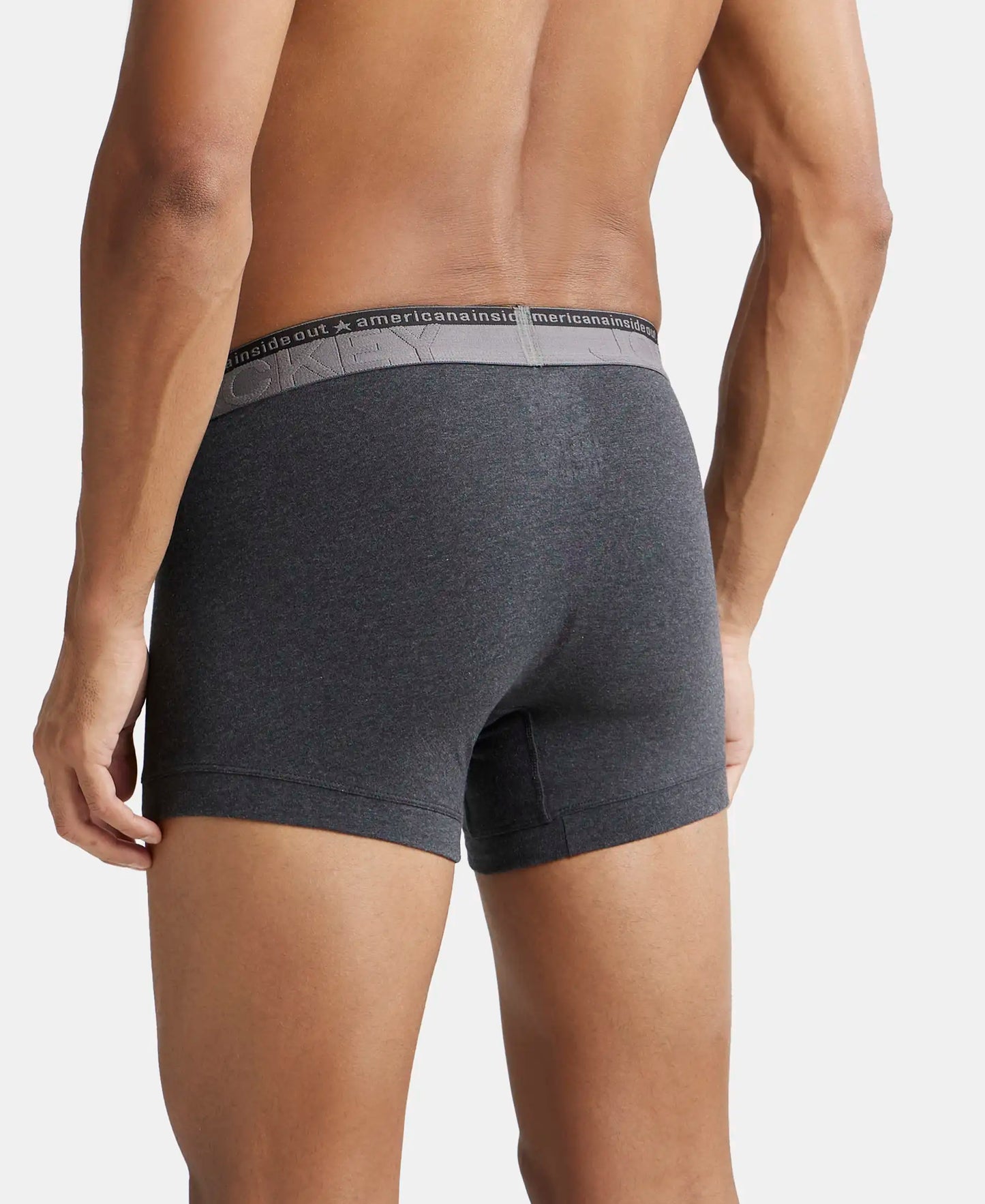 Super Combed Cotton Elastane Solid Trunk with Ultrasoft Waistband - Black Melange-4
